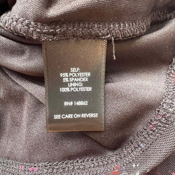 Torrid Sheer Black Floral Ruched Dress w/ Scoop Neck & Long Sleeves Size 0/L - Picture 5 of 6